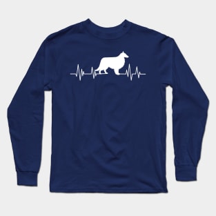 Cute shetland sheepdog Heartbeat dog Heartbeat Silhouette Long Sleeve T-Shirt